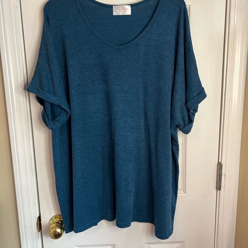 D&D designs Blouse Teal Green Sz 2X